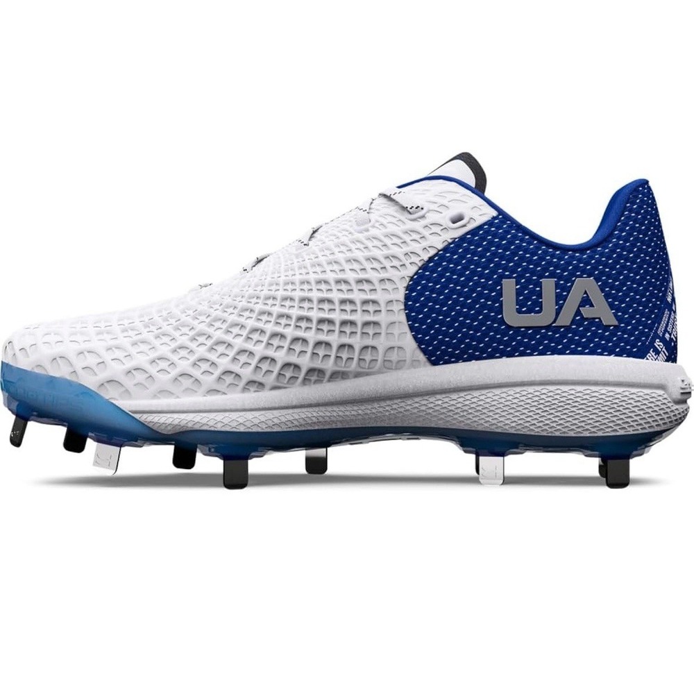 Women's Under Armour‎ Glyde 2 MT Softball Cleats White Blue 3026601-101 Sz 6.5